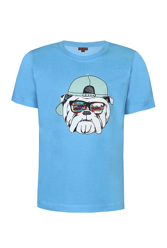 Kids - kortærmet T-Shirt med print, blå -