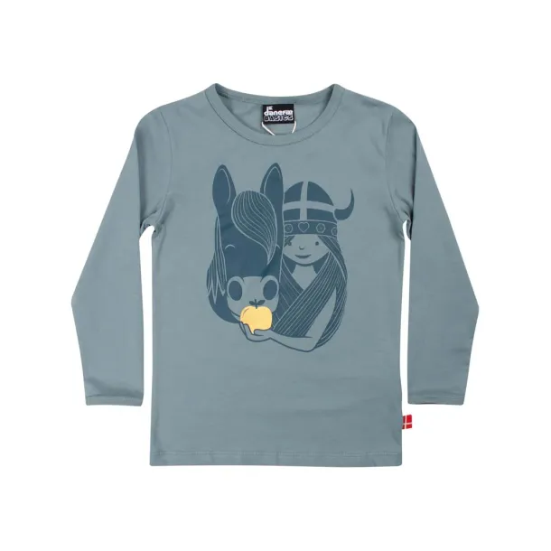 Danef - Danebasic - shirt med lovely rose Idunn, blue grey