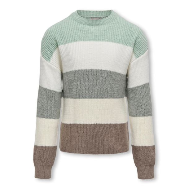 Kids Only - KogSandy - Knit Pullover, silt green cloud dancer/sea spray/walnut