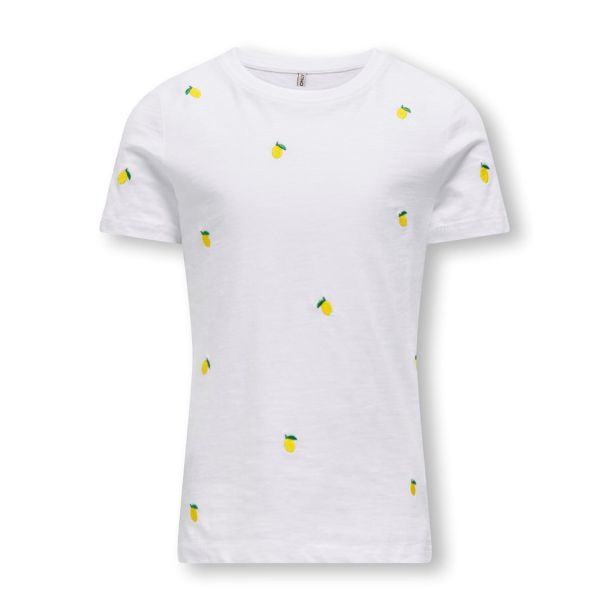 Kids Only - t-shirt med citroner i hvid