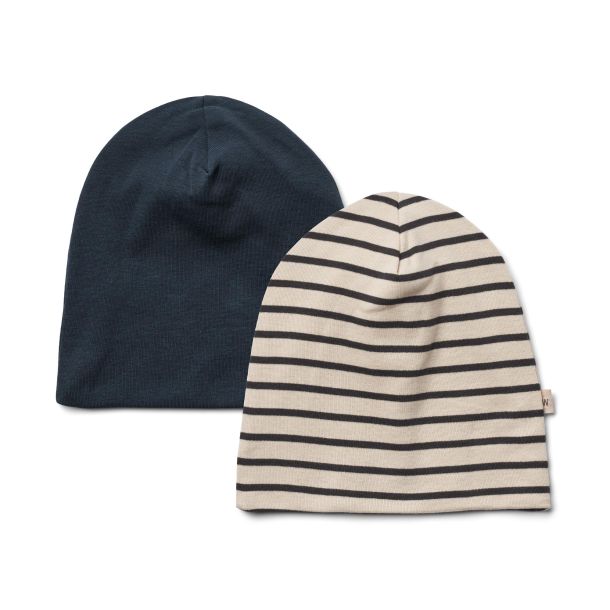 Wheat - 2er Set Mtze Aidan, blue navy stripe