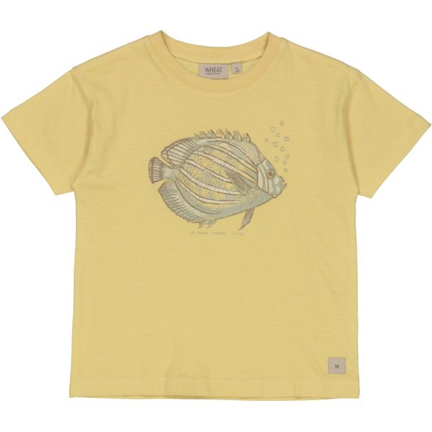 Wheat - Superfin T-shirt med fisk - Mrke gul