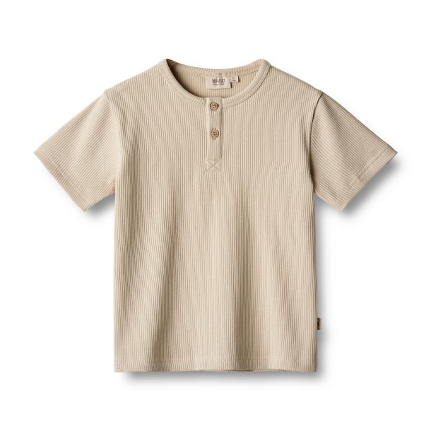 Wheat - geripptes T-Shirt Lumi, feather gray