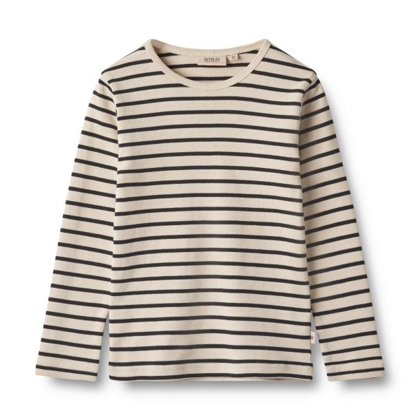 Wheat - Niedliches geripptes Langarmshirt Stig, navy stripe