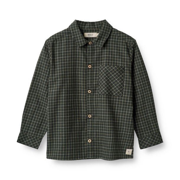 Wheat - flannel skjorte Oscar, black coal check