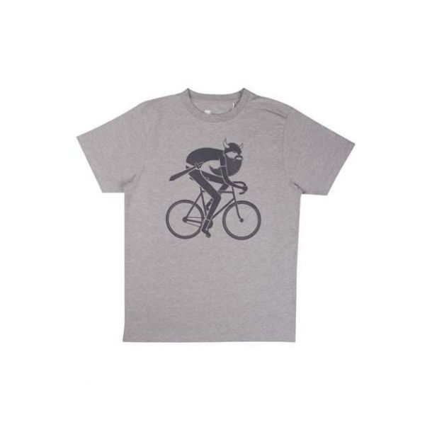 Danef Mand - Skn gr T-shirt med Biking Viking - cykel-Erik