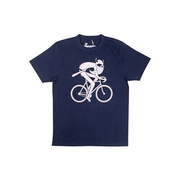 Danefæ Mand - Skøn navy T-shirt med Biking Viking - cykel-Erik - Voksen -