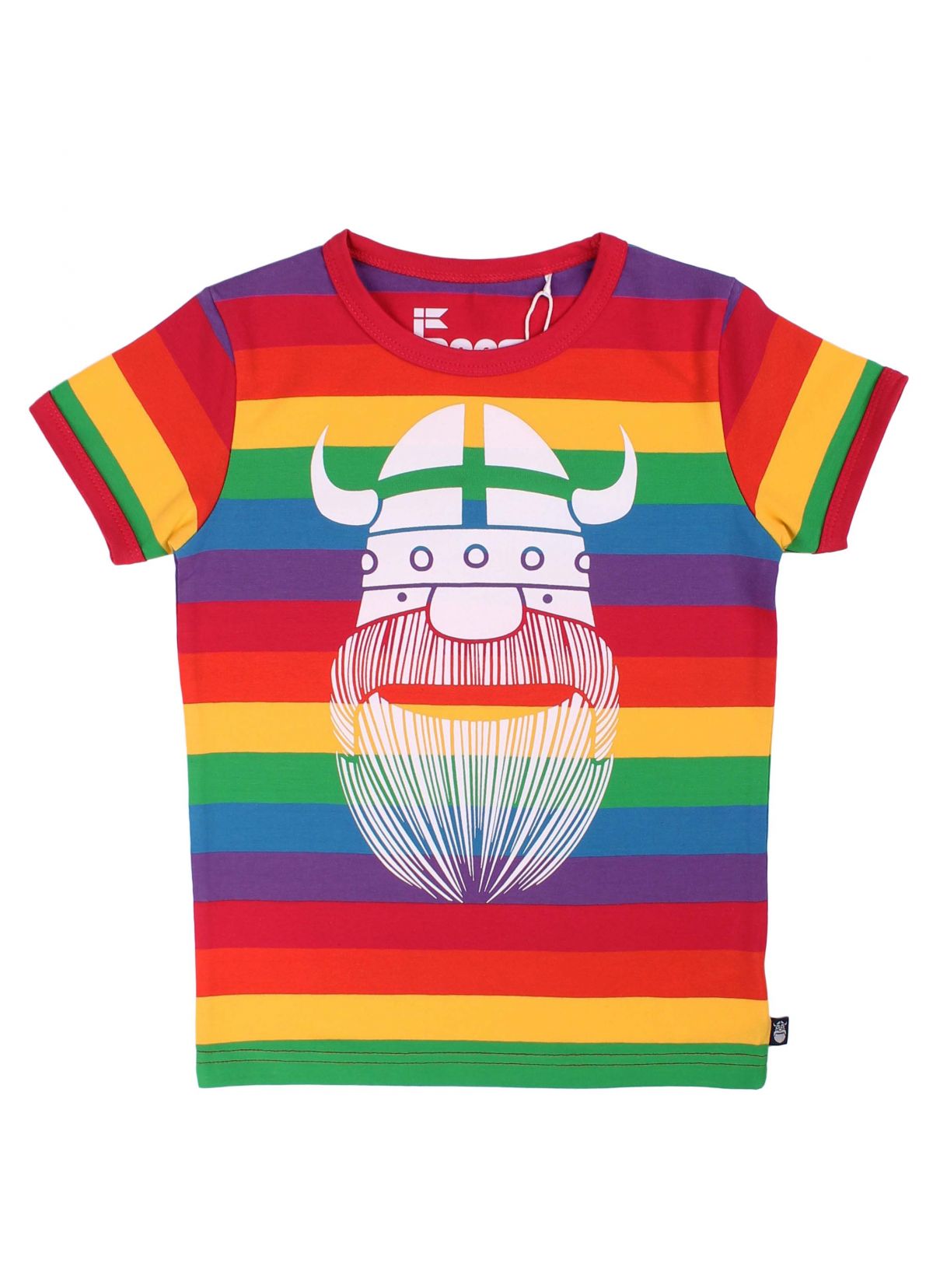 Danefæ - regnbuestribet t-shirt - med viking Erik - Overdele - IsaDisaKids