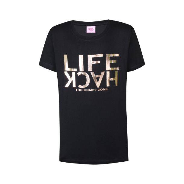 D-XEL - cooles T-Shirt mit Aufdruck, schwarz