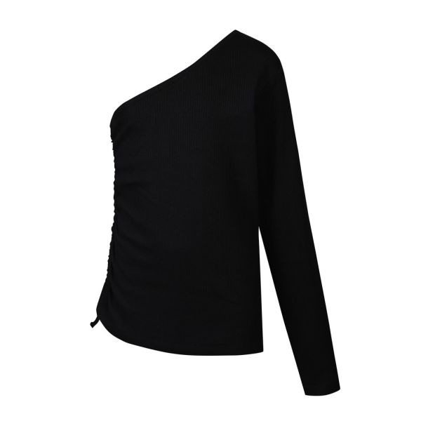 D-XEL - Chicory - one-shoulder Shirt, schwarz