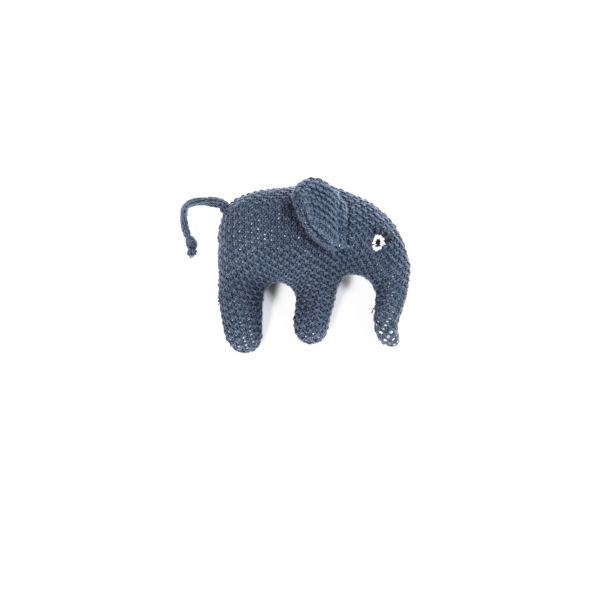 Smallstuff - Gestrickte Rassel - blauer Elefant