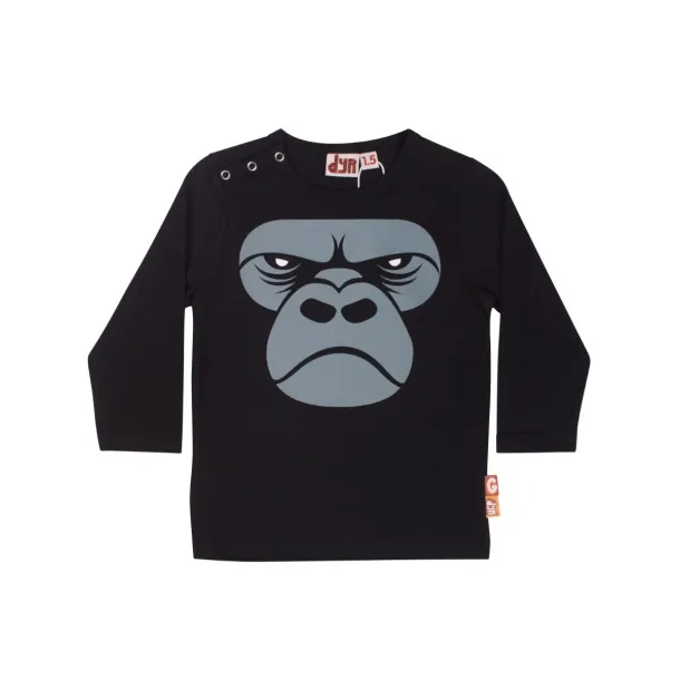 Danef DYR - Dyrcritter - Baby langrmet t-shirt med gorilla, black