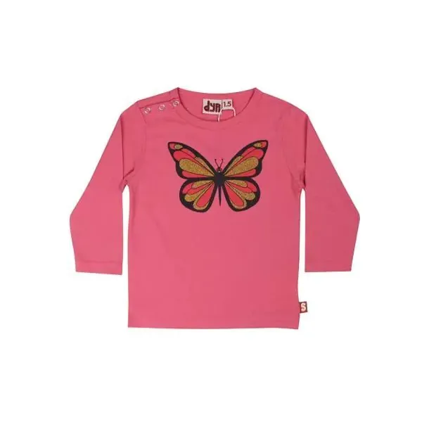 Danefae DYR - Dyrcritter - langrmet t-shirt med sommerfugl i winter pink