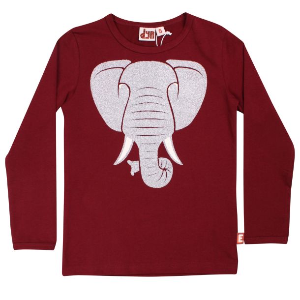 Danef DYR - Dyrroar - langrmet t-shirt med elefant, deep red