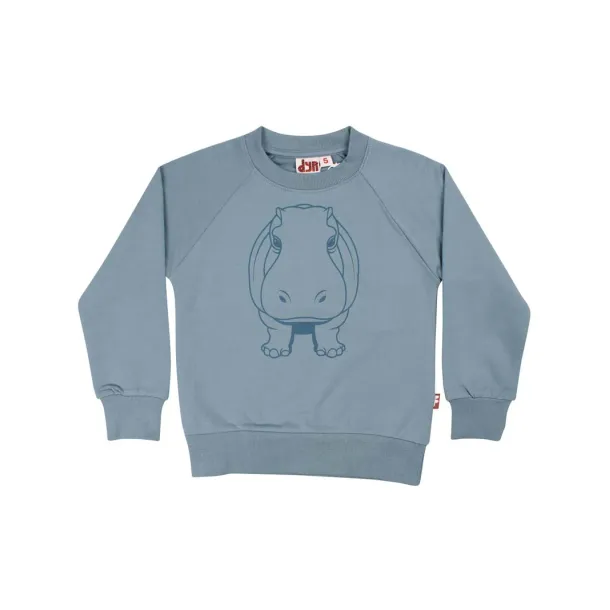 Danefae DYR - Dyrbellow - Schnes Sweatshirt mit einem Nilpferd, blue grey