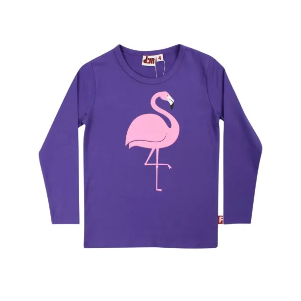 Danef DYR - Dyrroar - Langrmt Shirt med flamingo i shy purple