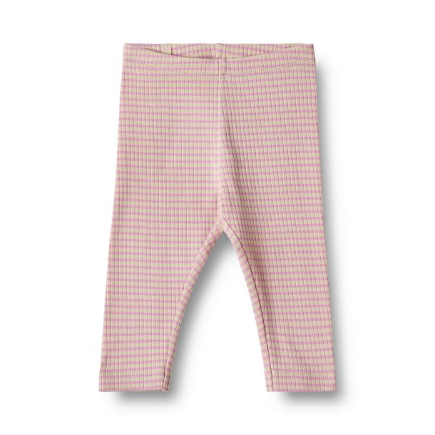 Wheat - stribet rib leggings Jules, pink lilac stripe