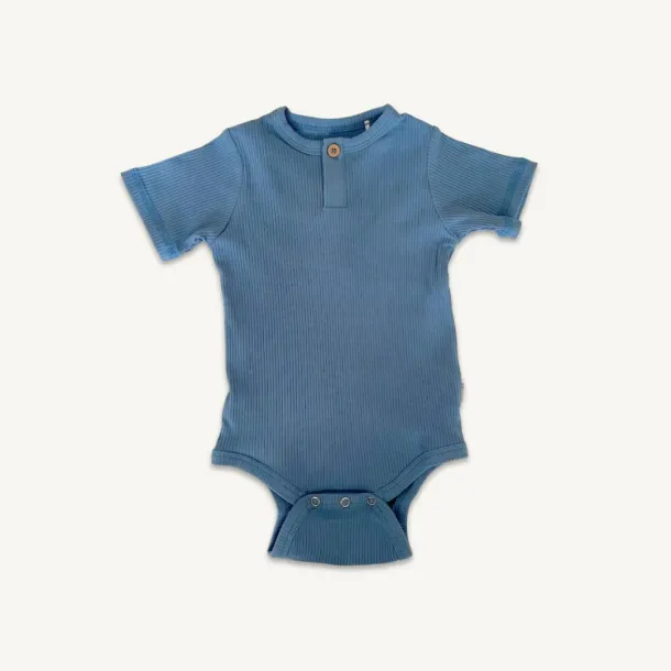 Okker Gokker - kurzarm ripp Body in royal blau