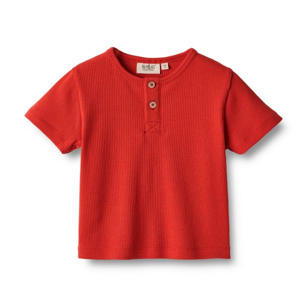 Wheat - geripptes T-Shirt Lumi, red