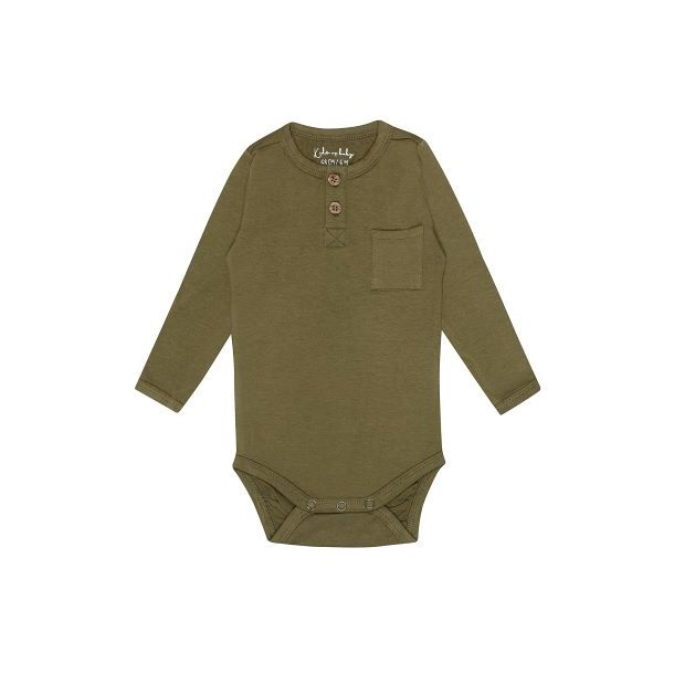 Kids Up Baby - Body LS - mit Pfosten und Tasche, olive drab