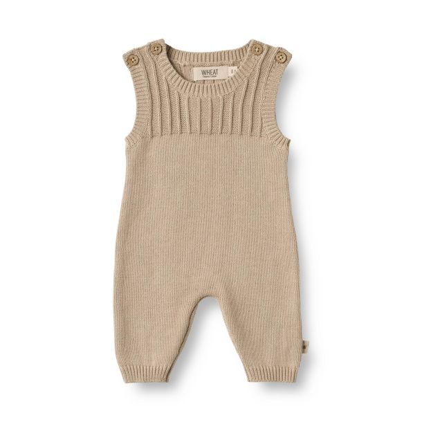 Wheat - sd romper suit i strik Vigge, soft beige