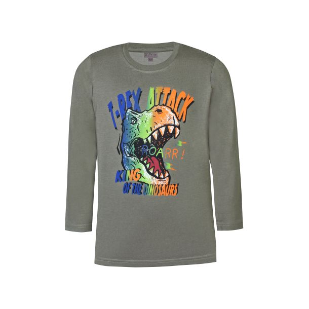 Kids Up - flot langrmet t-shirt dinosaur, grn
