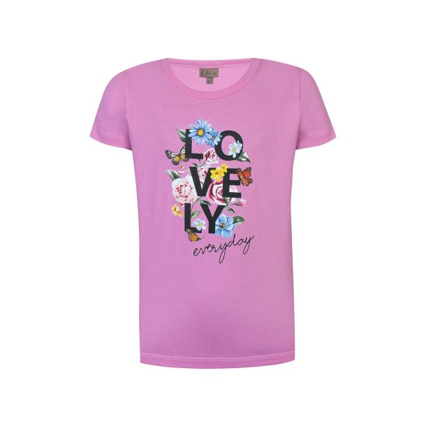 Kids Up - Schnes T-Shirt mit Blumenprint in cyclamen pink