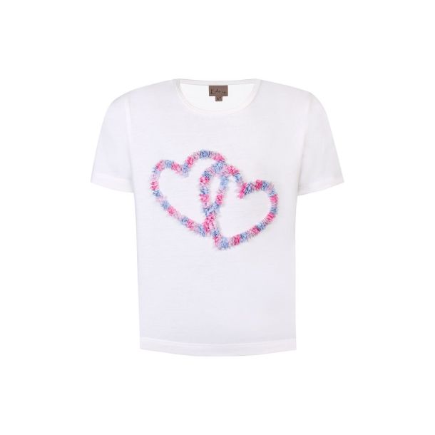 Kids Up - skn t-shirt med hjerter i off white