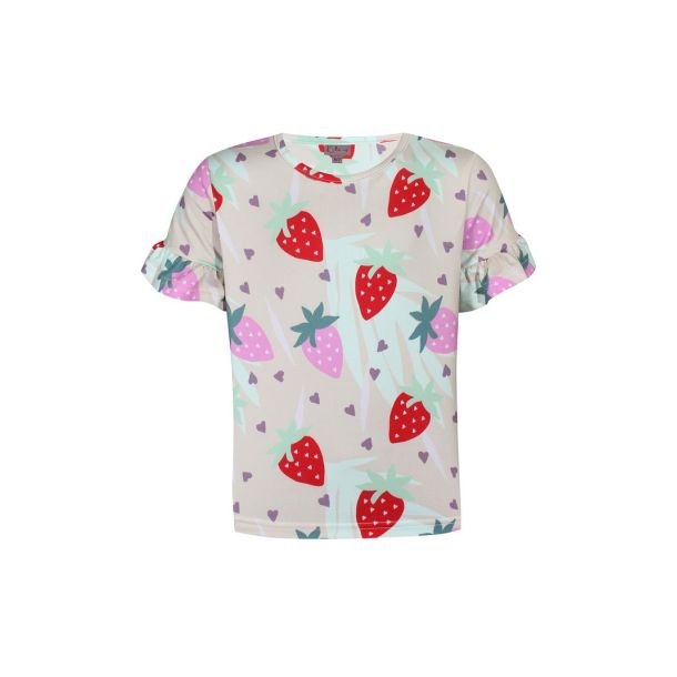 Kids Up - kortrmet t-shirt med jordbr i sandshell