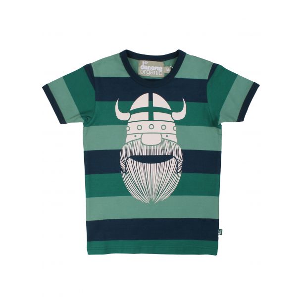 Danefæ - skøn grøn stribet T-shirt med Viking - organic - Overdele - IsaDisaKids