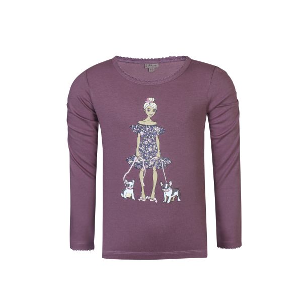 Kids Up - flot langrmet t-shirt Sofia, dark plum