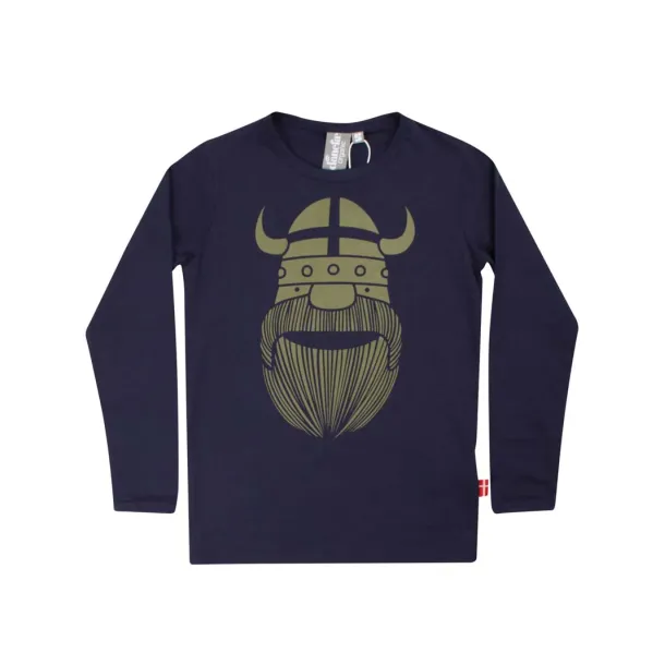 Danef - Danebasic - langrmet t-shirt med viking Erik, Dk navy