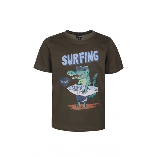 Kids Up - Flot T-shirt - "Army Way" med en surfer krokodille - Surf 234