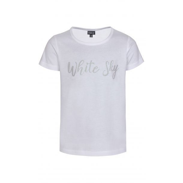 Kids Up - Flot T-shirt med glimmer skrift -White - Ingebritt 774