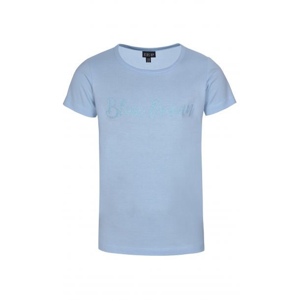 Kids Up - Sd T-shirt med glimmer skrift - light blue - Ingebritt 774
