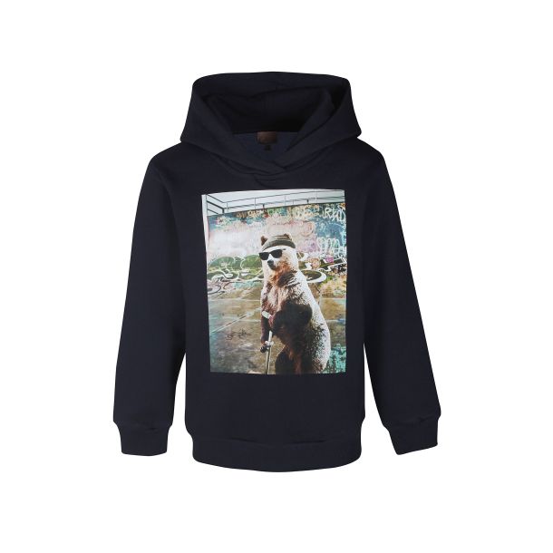 Kids Up - Skn hoodie sweatshirt med print - Mrkebl