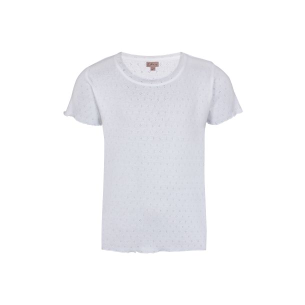 Kids Up - Flot T-Shirt med hulmnster - Aceline - i hvid