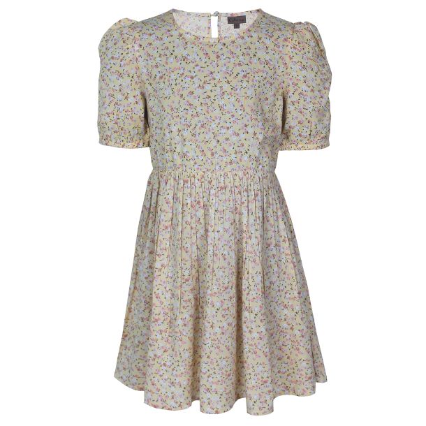 Kids Up - Skn kjole med korte rmer og fine blomster - Gul