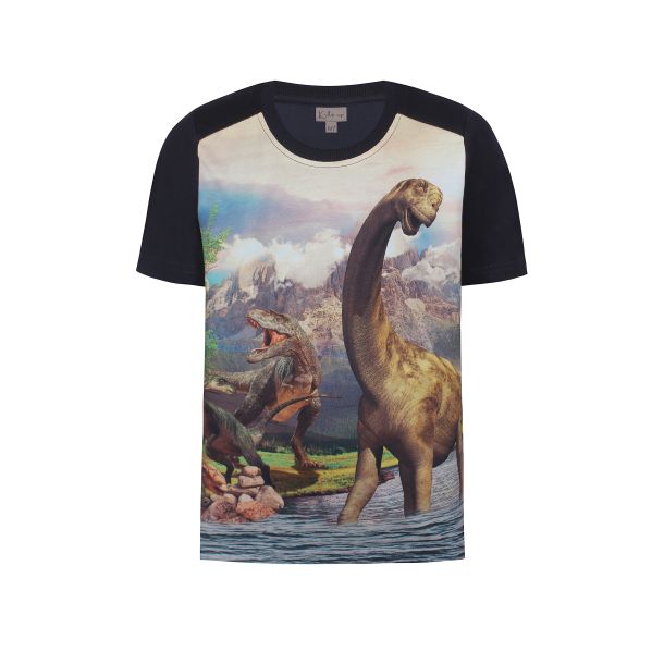 Kids Up  schickes T-Shirt mit schnem Dino Print - Schwarz/Weiss