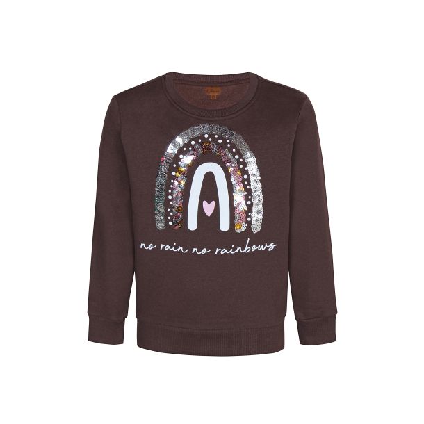 Kids Up - Sweatshirt med print af Regnbue, chocolate