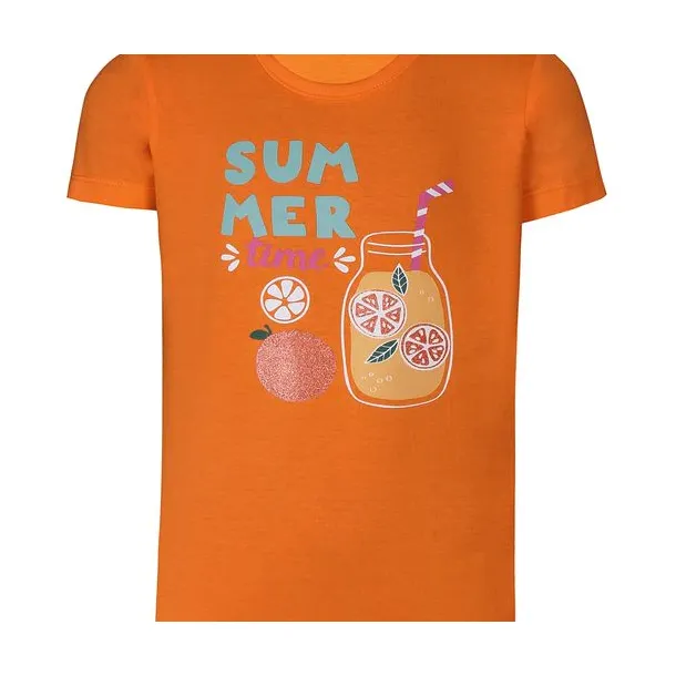 Kids Up - kortrmet T-shirt med print i orange