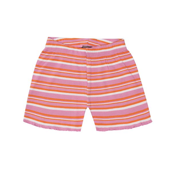 Kids Up - stribet rib shorts i begonia pink