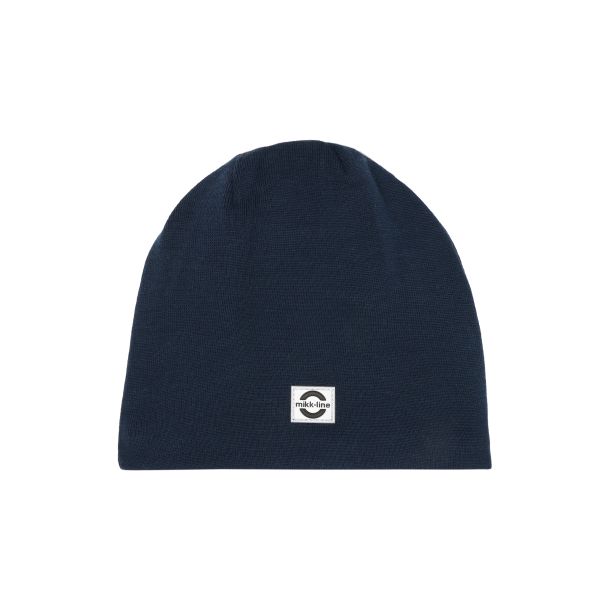 Mikk Line - ensfarvet uld hue beanie, blue nights