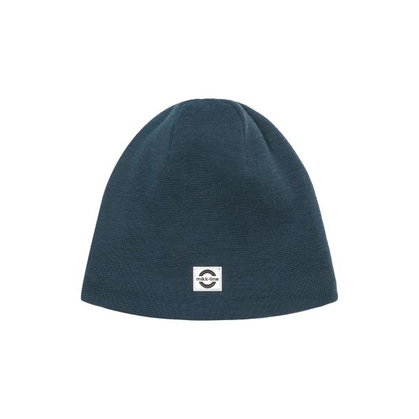 Mikk Line - ensfarvet uld hue beanie, orion blue