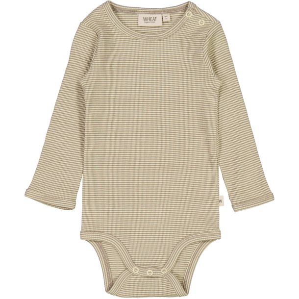 Wheat - Niedlicher Body mit Streifen in warm stone stripe, Bio