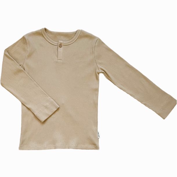 Okker Gokker - langarm ripp Shirt in camel