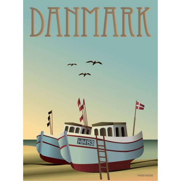 ViSSEVASSE - Poster mit D&Auml;NEMARK - Die Fischerboote - 30x40 cm 