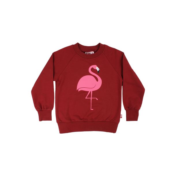 Danefae DYR - Dyrbellow - Schnes Sweatshirt mit einem Flamingo in Dunkelrot