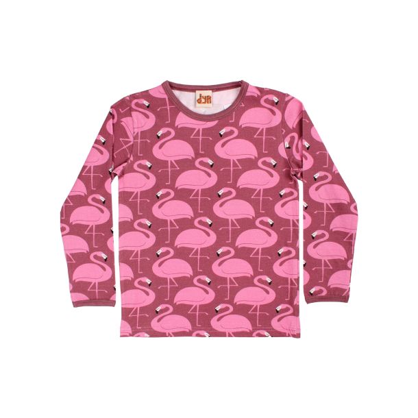 Danefae DYR - Dyrroar - langrmet t-shirt med flamingoer i old rose