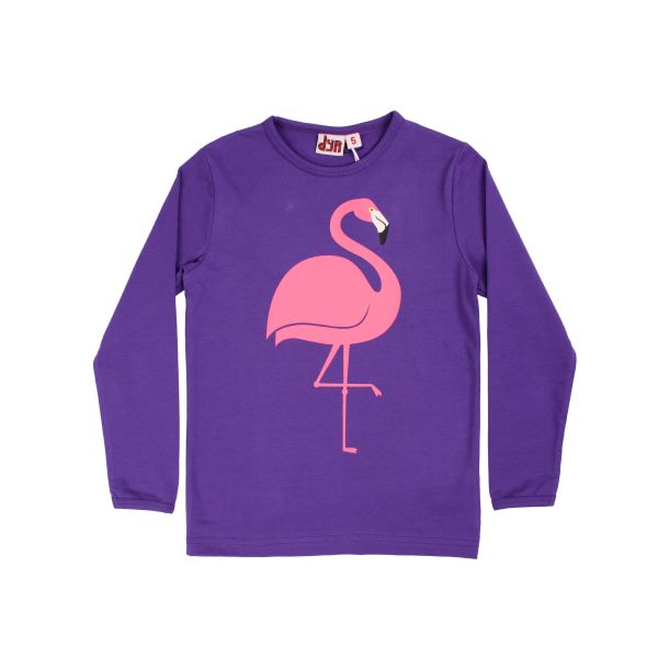 Danefae DYR - Dyrroar - langrmet t-shirt med Flamingo i lilla
